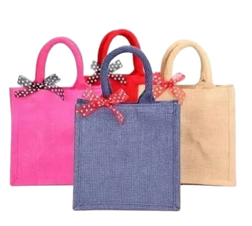 Plain Jute Bag - Jute 16x13.7 Inch Brown | Plain Pattern Hand Length Handle Durable Fine Finished