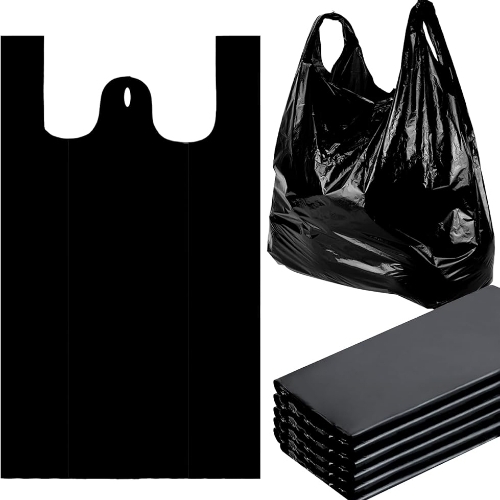 Plastic Black Carry Bag - Plastic PVC, Customized Size, Black, Fine Finished | Durable, Water Resistant, Food and Grocery Use