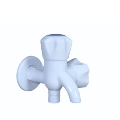 Premium Twoway Tap - Durable Plastic, White | Chrome Finish, Corrosion Resistant, Leak Proof, Water Efficient