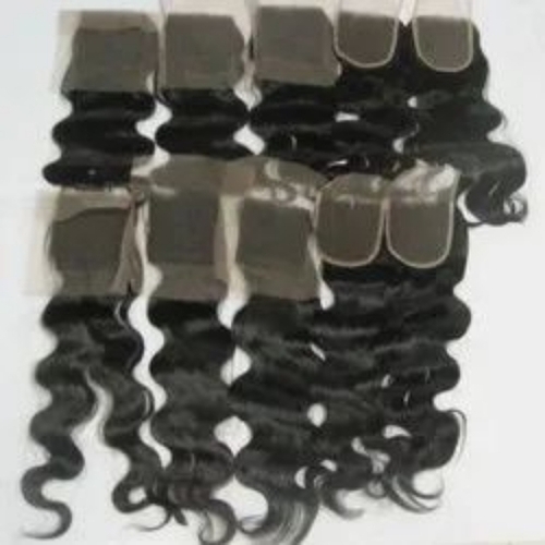 Wavy Indian Hair Lace Front - 100% Human Hair Dark Black Loose Waves | Pre-Bleached Soft Feel Tangle Free Heat Resistant