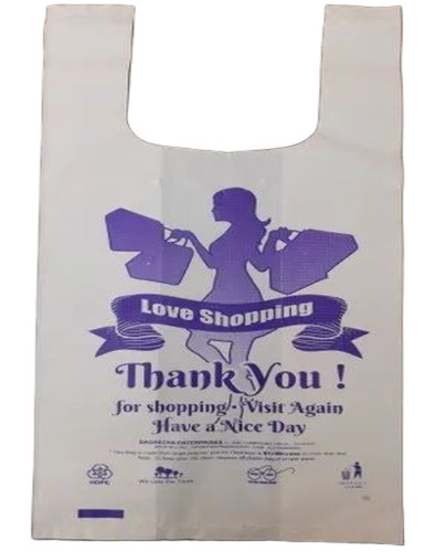 White Printed Plastic Carry Bags