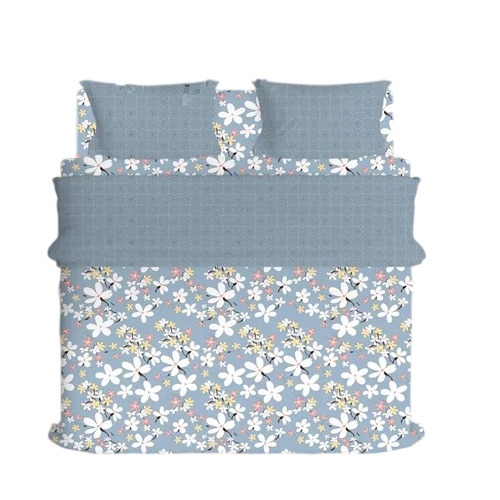 3d Glace Cotton Bed Sheet - Glace Cotton King Size Gray 3D Floral Print Machine Washable Breathable