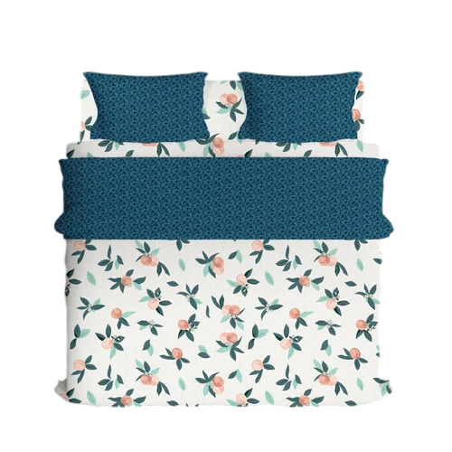 Glace Cotton Printed Bed Sheet - Glace Cotton, King Size, Floral 3D Print | Breathable, Washable, Modern Design