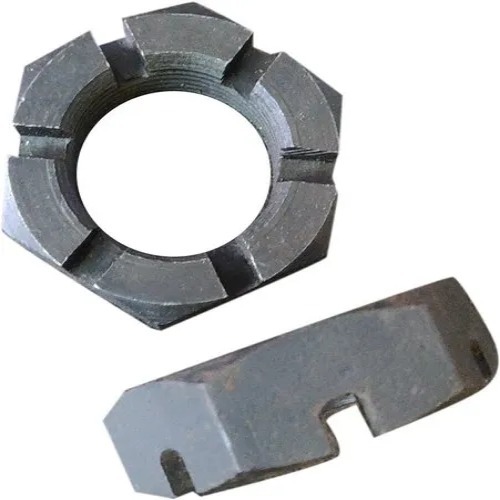Mild Steel Slotted Hex Nut - Color: Silver
