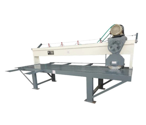 SLPCUT-12 Portable Granite Edge Cutting Machine - MS Body, 14x3.5 Feet, Grey White, PLC Control, Electric Drive, High Torque