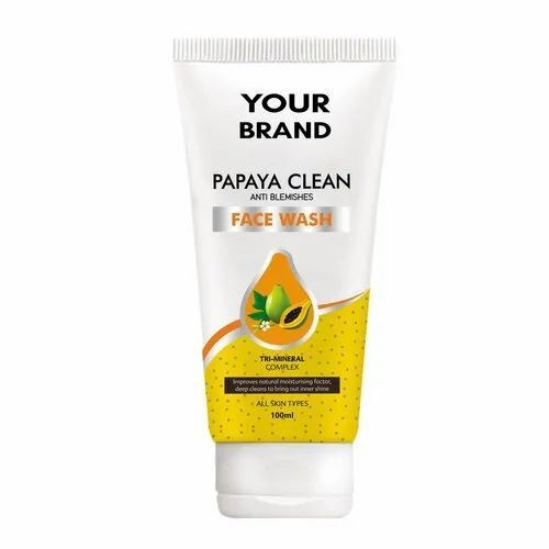 Papaya Face Wash - 100 ML Plastic Tube, Cream with Alpha Hydroxy Acid | Glitter Effect, Smudge Proof, UV Blocking, Waterproof