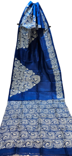 Printed Silk Saree - Silk, 5.50m Length, Blue, Quick Dry | Lightweight, Neatly Stitched, Fancy Design