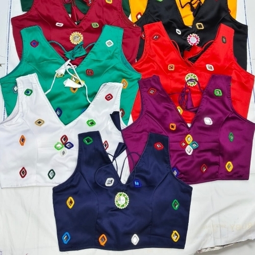 Mirror Blouse - Modern V-Neck Sleeveless, Various Sizes, Anti Wrinkle | No Color Fade, Comfortable, Neat Stitching, Trendy Designs