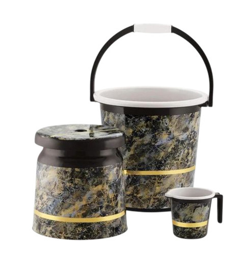 Round Plastic Bucket Set - Plastic, 20 L, Multiple Colors, Printed Pattern, Fine Finished, Rigid, Heat Resistant, Leak Protection, Durable | 6 Month Warranty