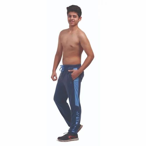 Blue Sport Lowers - Slim Fit Lycra Blend, Various Sizes, Blue | Printed, Quick Dry, Comfortable Fit