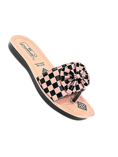 Dc-006 Ladies Fancy Slipper - PU Material, Size 4, Beige & Black | Comfortable Slip-On for Women