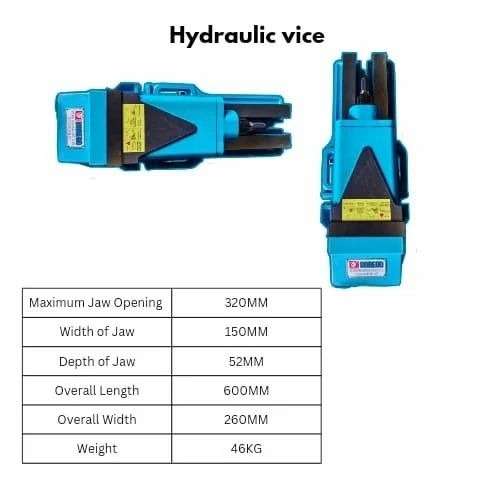 Hydraulic Machine Vise - Mild Steel, 6 Inch Jaw Opening, Blue Swivel Base | Industrial Usage