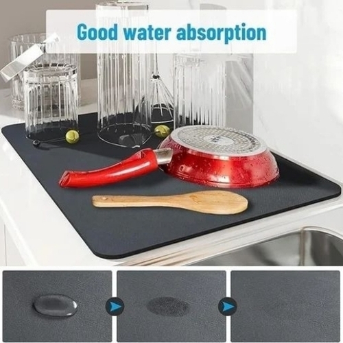 Kitchen Absorbent Mat - Black Rectangle, Various Sizes | Lightweight, Tear Resistant, Quick Drying