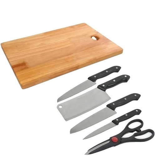 Kitchen Knife Set With Wooden Chopping Board