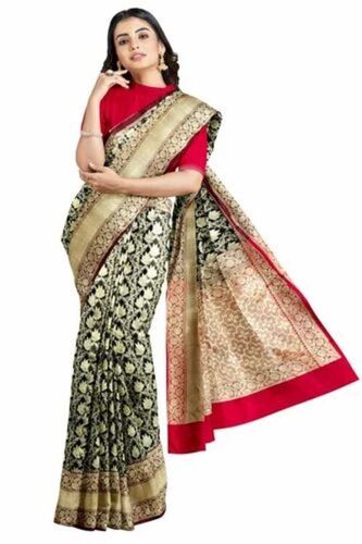 Ladies Green Banarasi Katan Silk Saree - 6m Printed, Lightweight | Soft, Comfortable, Breathable Wedding Wear
