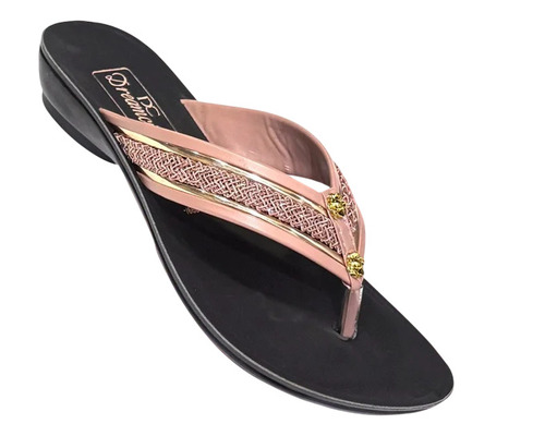 Ladies Pu Slippers Komal-09 - PU Material, Black & Pink, Slip-On | Comfortable, Summer Wear, Women