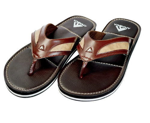 Men Leather Eva Slipper - Vegan Leather, 8 Inch, Brown | Comfortable Flip Flop, Durable, Outdoor Daily Wear