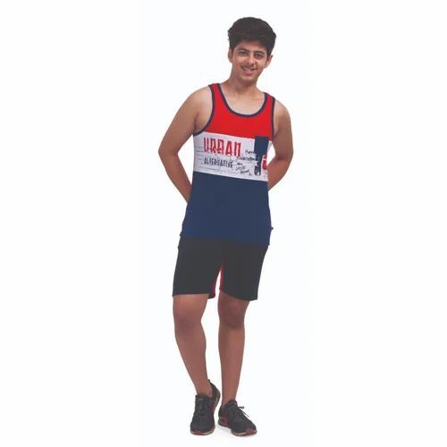 Men Printed Sleeveless T Shirt - Poly Cotton, Various Sizes, Multi Color | Elegant Design, Quick Dry, Comfortable Fit