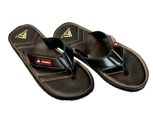 Mens Daily Wear Leather Slippers - Vegan Leather, 7 Inch, Brown | Comfortable Flip Flop, EVA Inner Sole, TPR Outsole