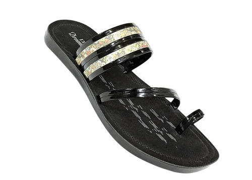 Payal 10 Ladies Black PU Slippers - PU Material, Size 6, Black | Comfortable Casual Slip-On Slippers