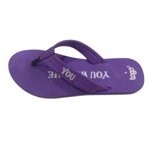 Purple Flat Slipper - Rubber Material, Purple, Slip-On Style | Comfortable, Summer Use