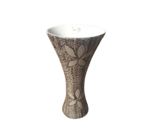 Round Ceramic One Piece Wash Basin - Ceramic, Round, Brown, Color Coated | Pedestal Mount, Crack Proof, Floor Mounted