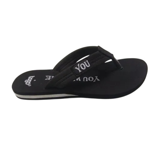 Rubber Sole Flat Slipper - Color: Black