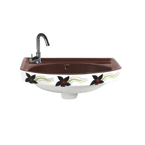 Wall Mounted Designer Wash Basin - Polished Ceramic, Crack Proof, Wall Mounted, One Piece, Any Color