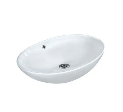 White Table Top Wash Basin - Ceramic, White, One Piece | Crack Proof, Polished Surface