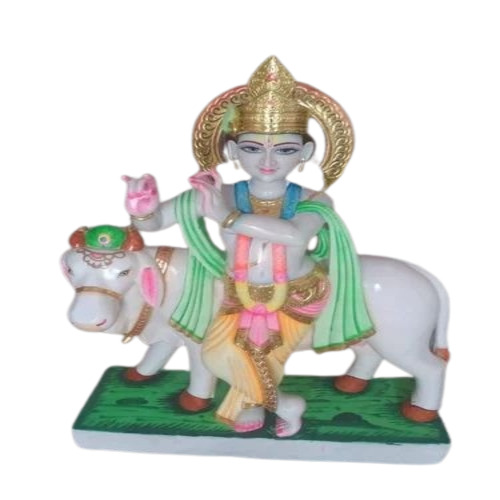 Colored Marble Krishna Statue