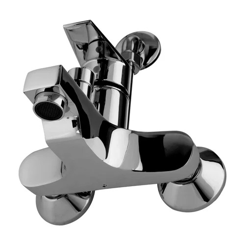 F360019CP Single Lever Exposed Bath Shower Mixer - Brass, Wall Mounted, Polished Silver | Rust Free, Glossy Finish, Single Handle
