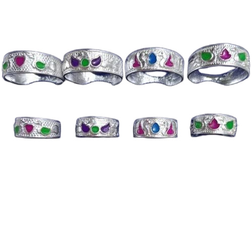 Fancy Stone Toe Rings - Color: Silver