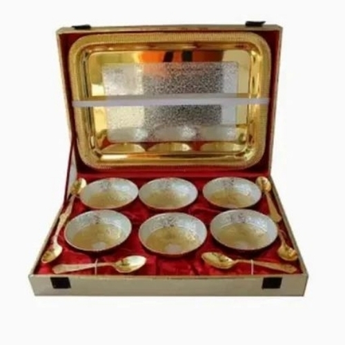 German Silver Brass Bowl - Silver and Brass, Standard Size | Durable, Lightweight, Rust Resistant, Polished Surface