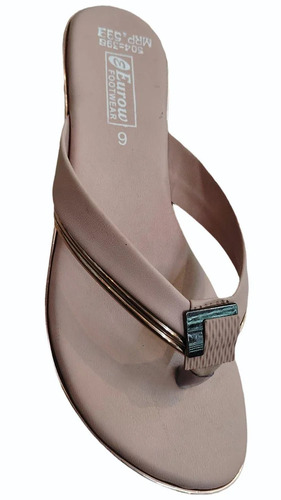 Ladies Slippers - EVA Material, Size 3-9, Beige, Flat Heel | Comfortable Flip Flop, Rexine Upper, Durable Outdoor