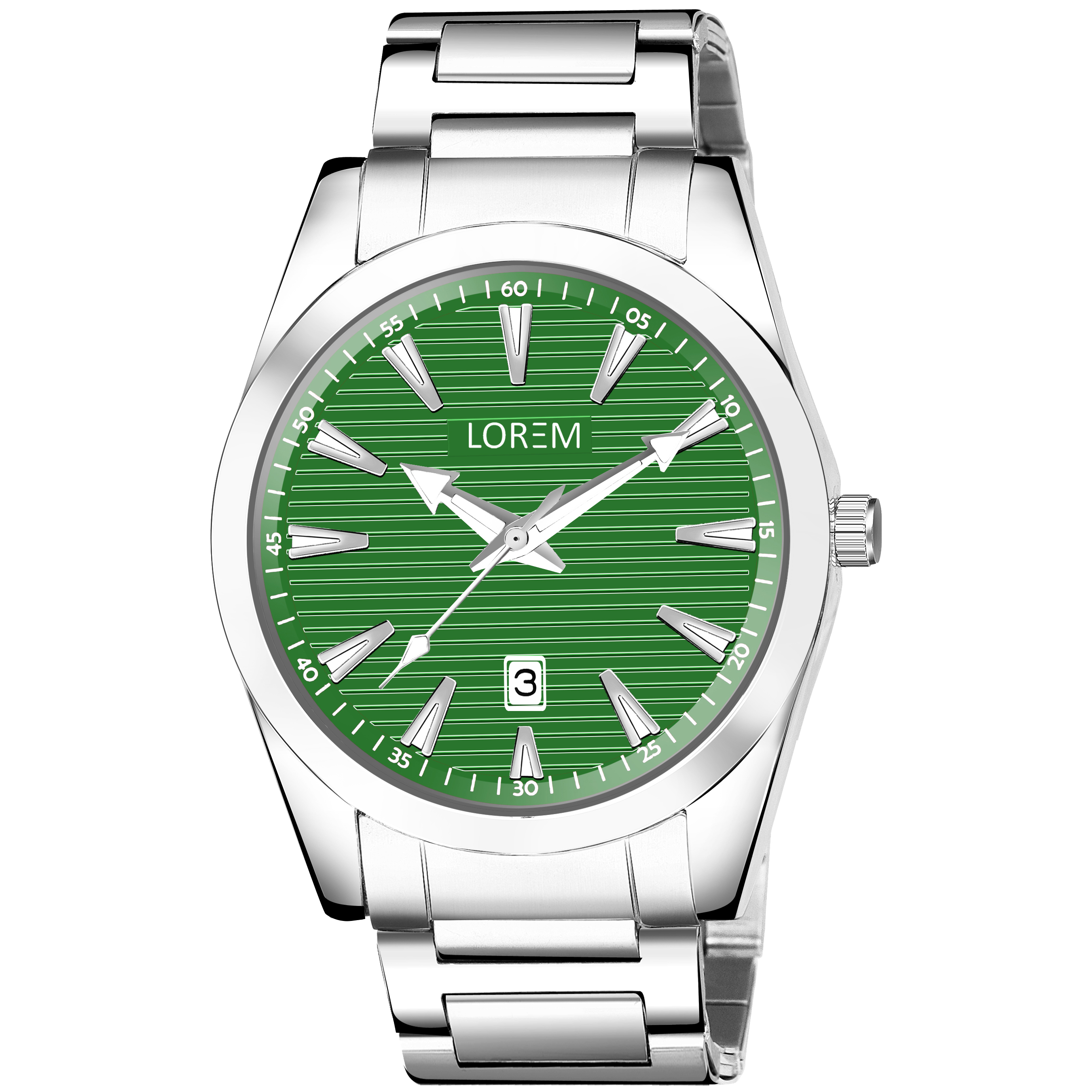 Lorem Green Dial Date Edition Lr150 Wrist Watch - Color Of Band: Silver