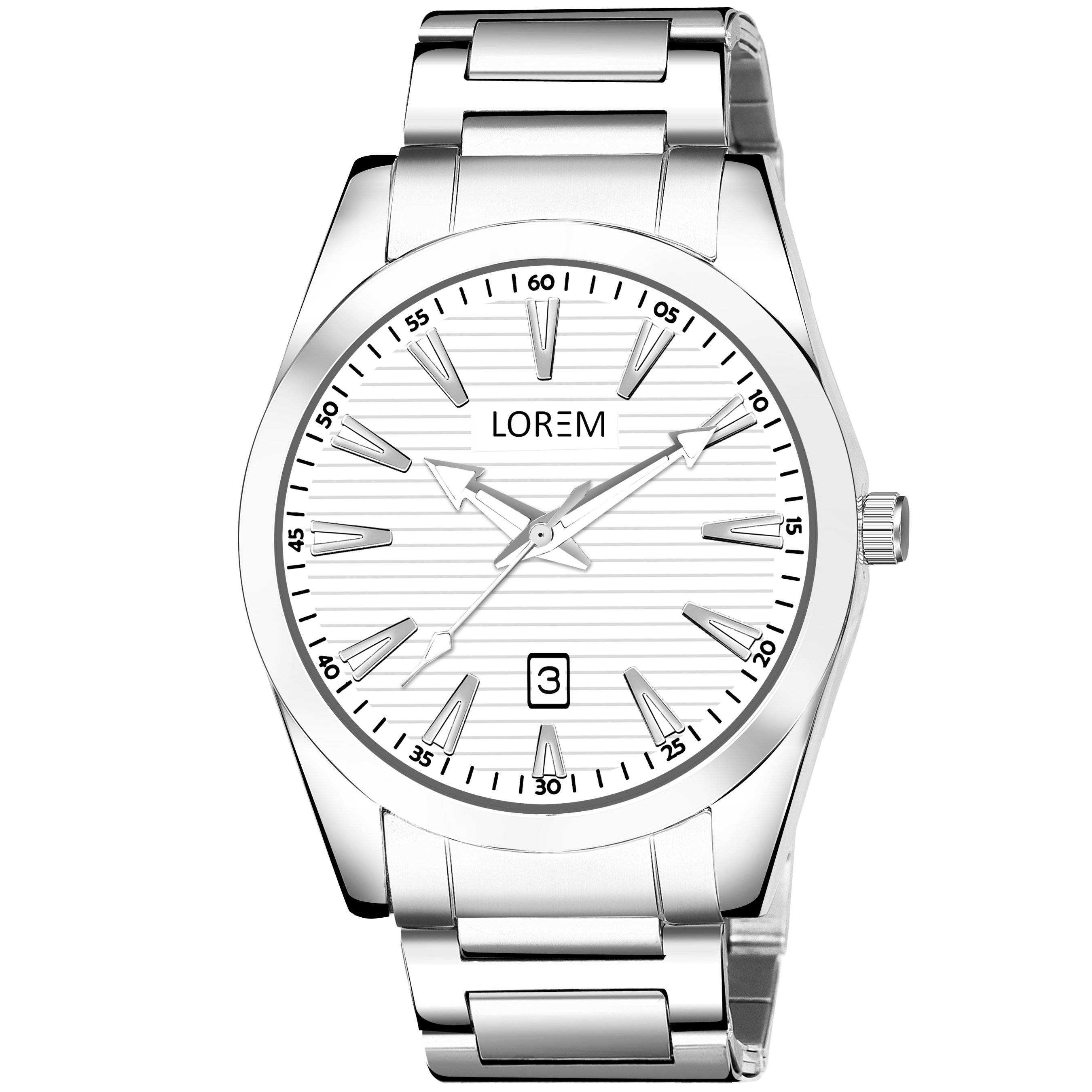 Lorem White Dial Date Edition Lr152 Wrist Watch - Color Of Band: Silver