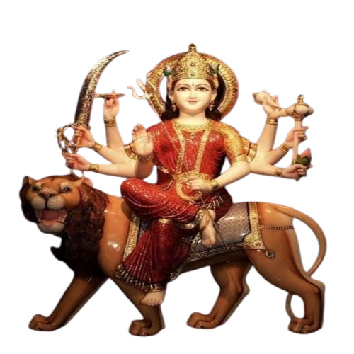 Marble Durga Statues - Polished Marble, 3 Feet, White | Durable, Glossy Finish, Easy to Clean, Rust Proof, Washable