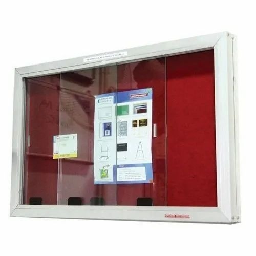 Sliding Glass Notice Board - Velvet Cloth, 24" x 36", White | Aluminium Frame, Office Use, Customizable Size