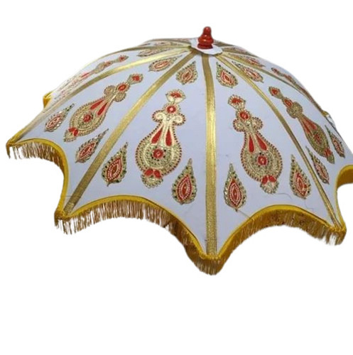 Wedding Embroidered Umbrella - Velvet, 1 Fold, Multi Color | Iron Handle, Foldable, Various Sizes, All Season
