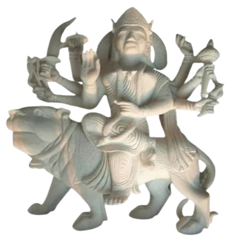 White Marble Durga Statues - Polished Marble, 3 Feet, White | Durable, Glossy Finish, Washable, Rust Proof