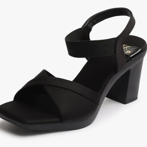 Women Sandle - High Heel, Black, Standard Size | Stylish, No Color Fade, Comfortable, Gift Suitable