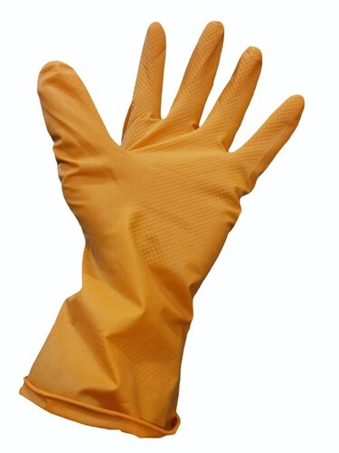 Household Rubber Hand Gloves - Cloth Standard Size Orange Packet | Breathable Comfortable Skin Friendly