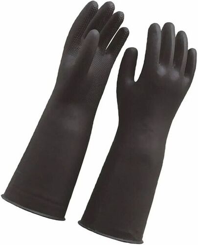 Industrial Rubber Gloves - Black, All Size, Packet | Stylish, Comfortable, Skin Friendly, Full Finger, Unisex Household Gloves
