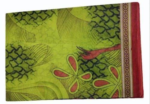 Ladies Green Cotton Saree - 5.5 m Printed, Lightweight Cotton, Comfortable Fit, Quick Dry