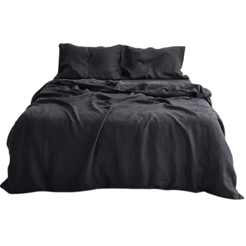Linen Black Plain Bed Sheet