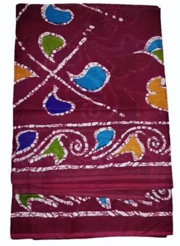 Maroon Printed Cotton Saree - 5.2m Length Lightweight Soft Breathable | Elegant Design Quick Dry Comfortable Fit