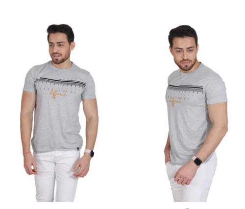 Mens Casual Grey Melange Crew Neck T-Shirt