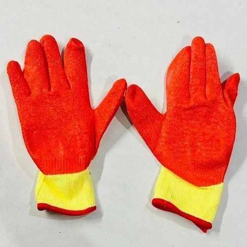 Pvc Red Yellow Safety Hand Gloves