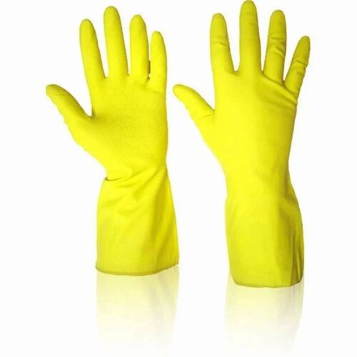 Pvc Supported Hand Gloves - PVC, All Size, Yellow | Comfortable, Skin Friendly, Full Finger, Unisex Household Gloves