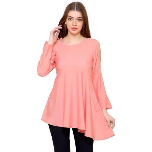 Trendy Baby Pink Full Sleeve Top - Polyester Crepe, Regular Fit, Long Sleeves | Lightweight, Soft, Breathable, Quick Dry, Comfortable Fit
